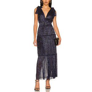 Revolve 'Helena' Navy Lurex Detal Dress Size S